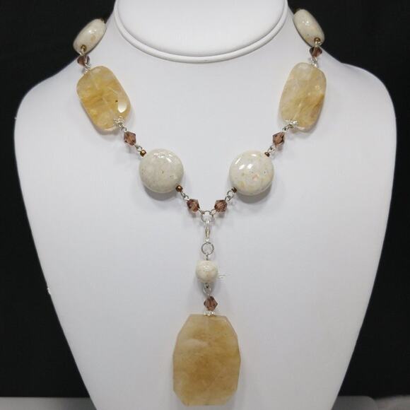 Premier Designs Glass Faux Stone Necklace, Topaz Crystal Rhinestones, 18 Inches - Picture 2 of 10